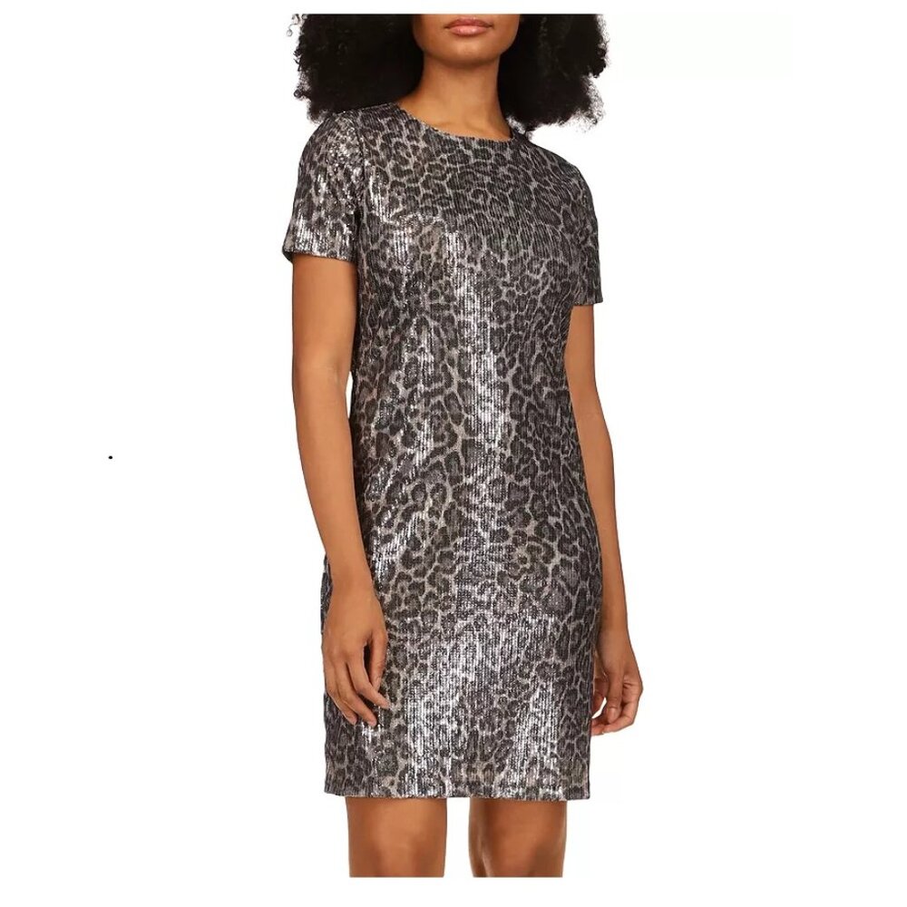 MICHAEL Michael Kors Sequin Cheetah T Shirt Dress, Size XS, New with Tag
